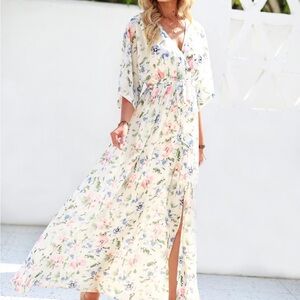 Floral Maxi Dress with Belt